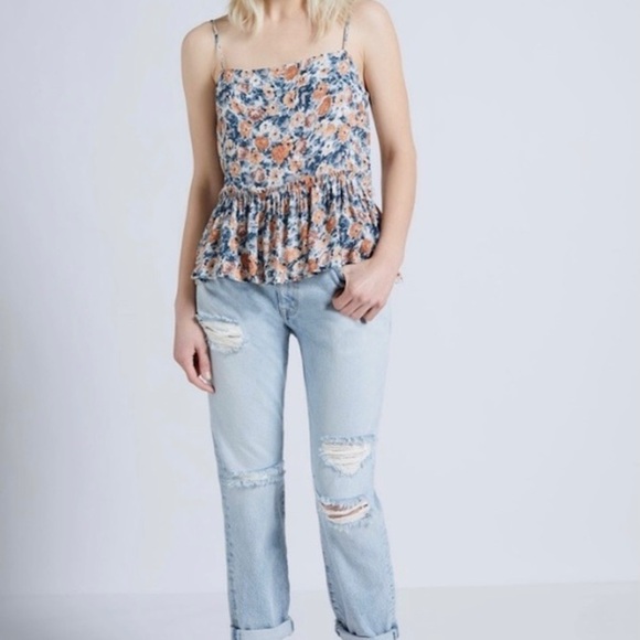 Current Elliott Blue Orange Floral Peplum Cami Tank Top Size 0 - Picture 4 of 10